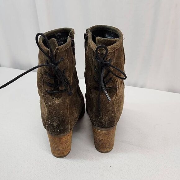 BOS. & CO. Size 40 US 9.5-10 Barlow Suede Slouch Lace Up Rear Side Zipper Ankle - Picture 5 of 11